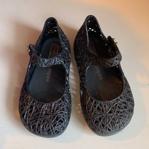 Mini melissa campana black glitter shoes size 8
